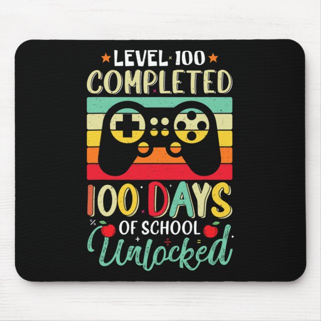 Level 100 Days Of School Complete Gamer Boy Level  Mouse Mat (Front)