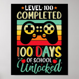 Level 100 Days Of School Complete Gamer Boy Level Poster