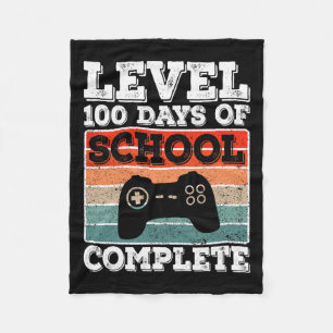 Level 100 Days Of School Complete Gamer Boys Video Fleece Blanket