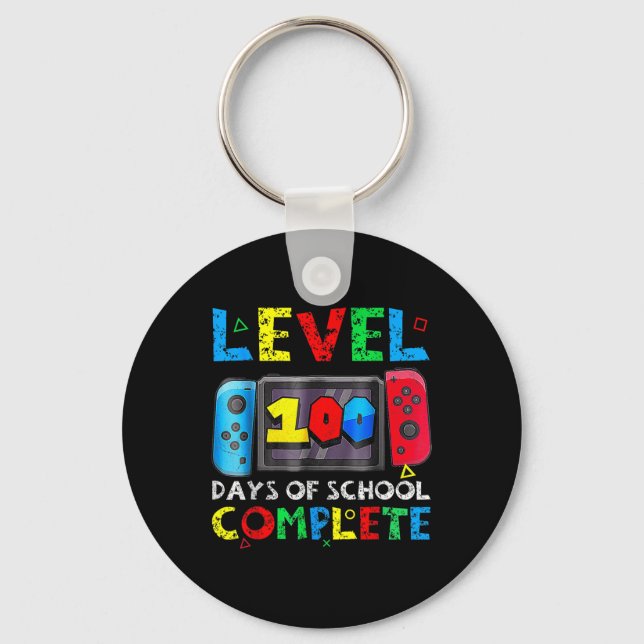 Level 100 Days Of School Complete Gamer Video Game Key Ring (Front)