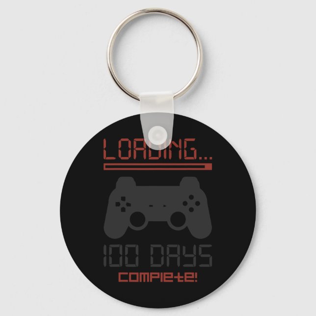 Level 100 Days Of School Complete Gamer Video Game Key Ring (Front)