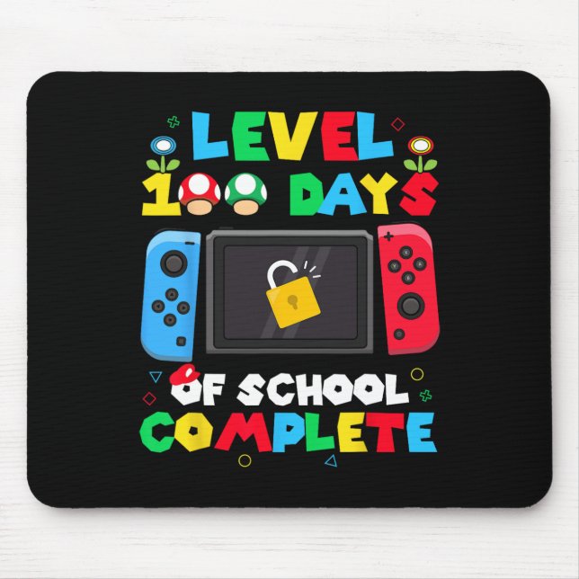 Level 100 Days Of School Complete Gamer Video Game Mouse Mat (Front)