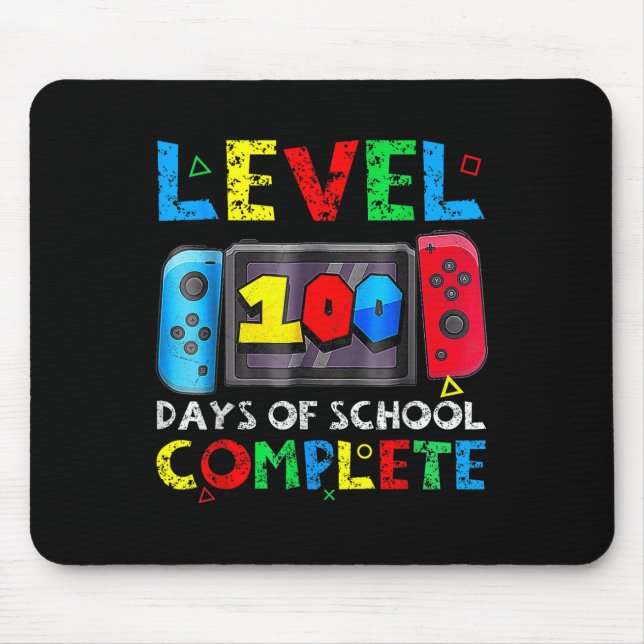Level 100 Days Of School Complete Gamer Video Game Mouse Mat (Front)