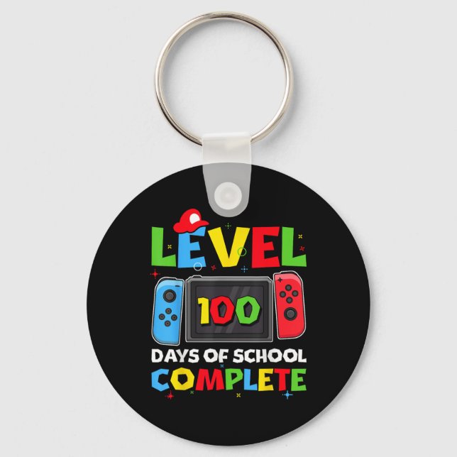 Level 100 Days Of School Complete Video Game 100th Key Ring (Front)