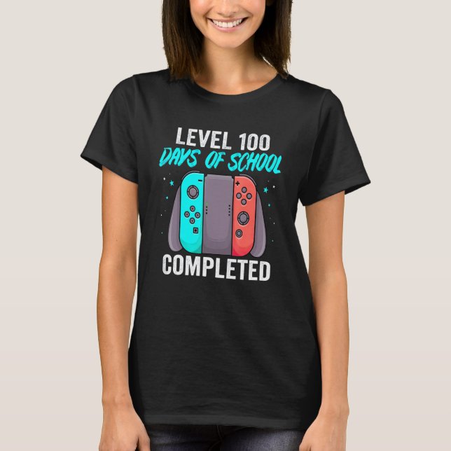 Level 100 Days Of School Completed Boys Level Up G T-Shirt (Front)