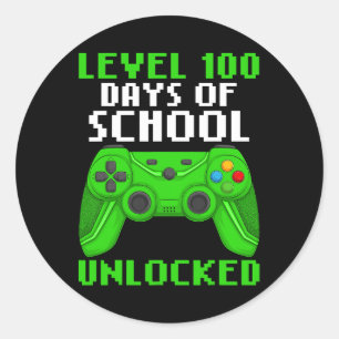 Level 100 Days Of School Completed Gaming Controll Classic Round Sticker
