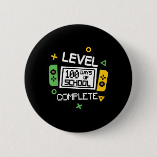 Level 100 Days Of School Completed Video Gamer Boy 6 Cm Round Badge