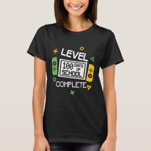 Level 100 Days Of School Completed Video Gamer Boy T-Shirt