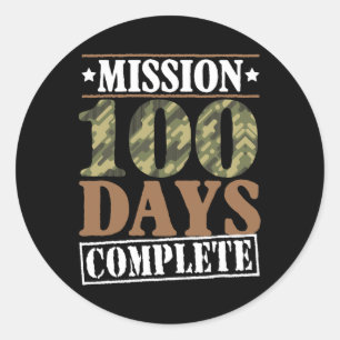 Level 100 Days Of School Mission Complete Games Bo Classic Round Sticker