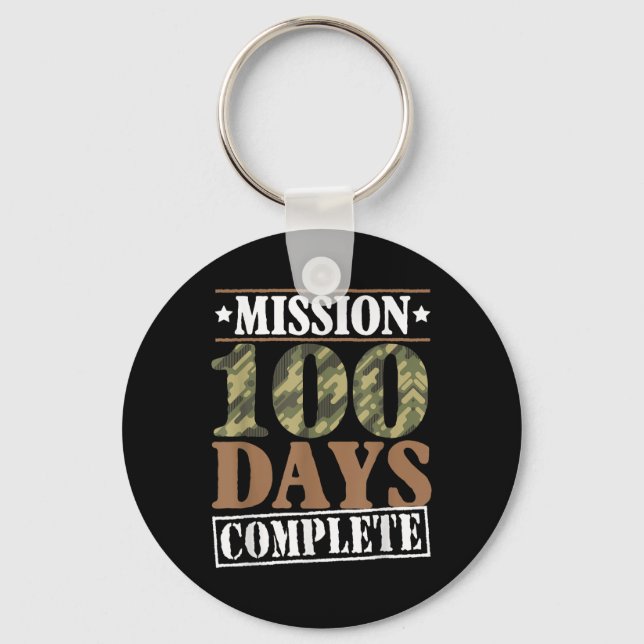 Level 100 Days Of School Mission Complete Games Bo Key Ring (Front)