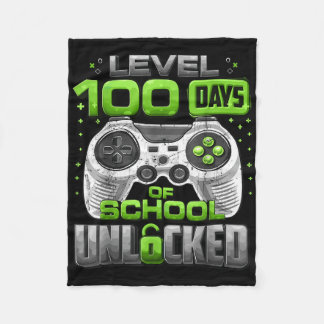Level 100 Days Of School Unlocked Boys 100th Day O Fleece Blanket