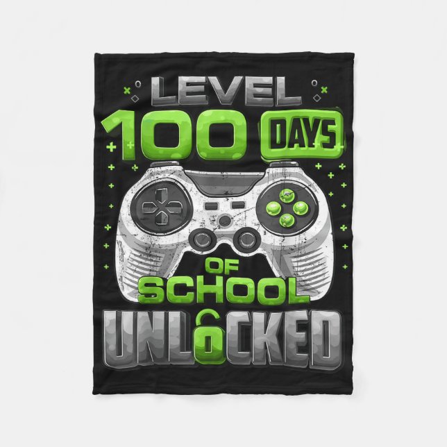 Level 100 Days Of School Unlocked Boys 100th Day O Fleece Blanket (Front)