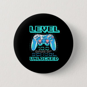 Level 100 Days Of School Unlocked Boys Girls Kids 6 Cm Round Badge