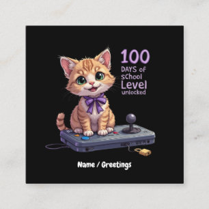 Level 100 Days of School Unlocked Celebrate Square Business Card