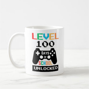 Level 100 days of school unlocked coffee mug