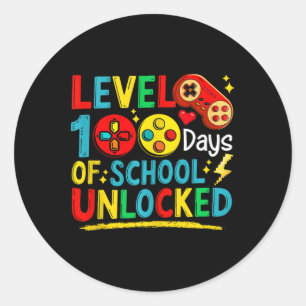 Level 100 Days Of School Unlocked Colourful Game C Classic Round Sticker