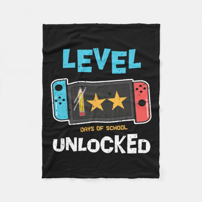 Level 100 Days Of School Unlocked Fun Kids Back To Fleece Blanket (Front)