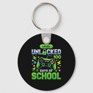 Level 100 Days Of School Unlocked Funny Video Game Key Ring