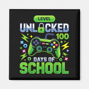 Level 100 Days Of School Unlocked Funny Video Game Magnet