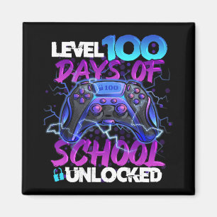 Level 100 Days Of School Unlocked Game Gamer Back Magnet