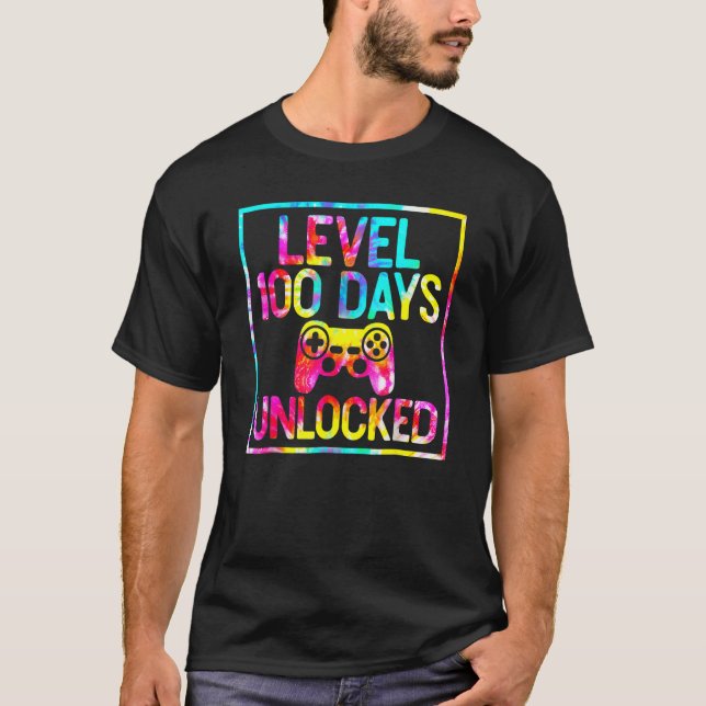 Level 100 Days Of School Unlocked Gamer 100th Day  T-Shirt (Front)