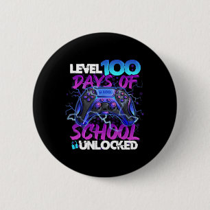 Level 100 Days Of School Unlocked Gamer Boy Girl V 6 Cm Round Badge