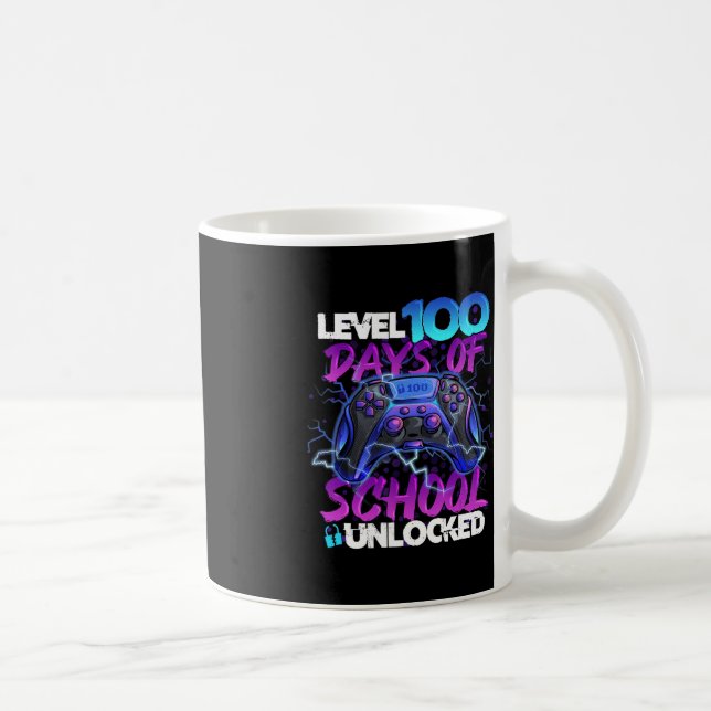 Level 100 Days Of School Unlocked Gamer Boy Girl V Coffee Mug (Right)