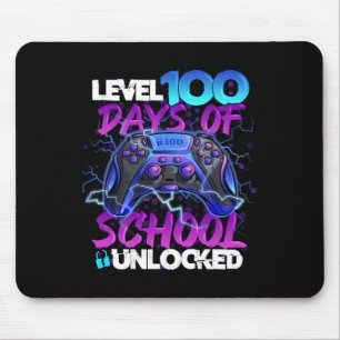 Level 100 Days Of School Unlocked Gamer Boy Girl V Mouse Mat