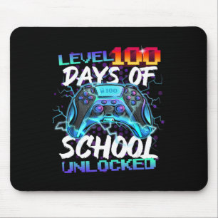 Level 100 Days Of School Unlocked Gamer Boy Girl V Mouse Mat