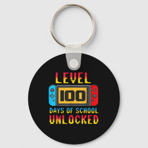 Level 100 Days Of School Unlocked Gamer Boys Funny Key Ring