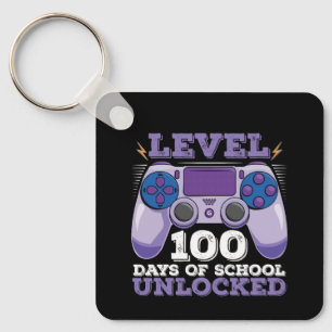 Level 100 Days Of School Unlocked Gamer Gaming Key Ring