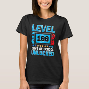 Level 100 Days Of School Unlocked Gamer Gaming Kid T-Shirt