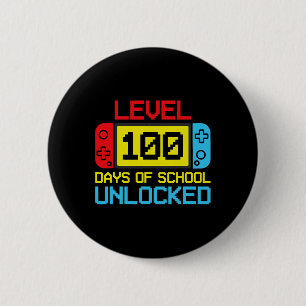 Level 100 Days Of School Unlocked Gamer Video Game 6 Cm Round Badge