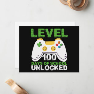 Level 100 Days Of School Unlocked Gamer Video Game Card