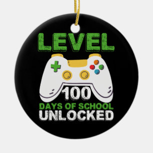 Level 100 Days Of School Unlocked Gamer Video Game Ceramic Tree Decoration