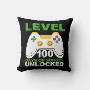 Level 100 Days Of School Unlocked Gamer Video Game Cushion