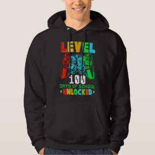 Level 100 Days Of School Unlocked Gamer Video Game Hoodie