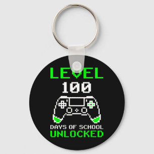 Level 100 Days Of School Unlocked Gamer Video Game Key Ring
