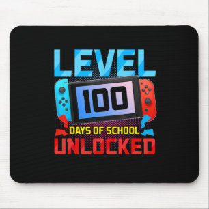 Level 100 Days Of School Unlocked Gamer Video Game Mouse Mat