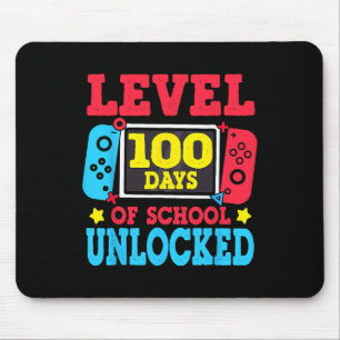Level 100 Days Of School Unlocked Gamer Video Game Mouse Mat