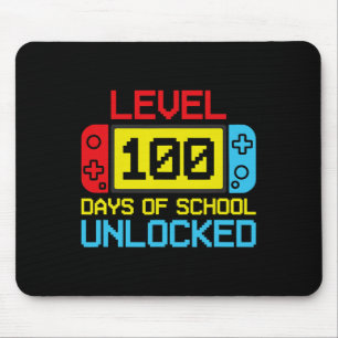Level 100 Days Of School Unlocked Gamer Video Game Mouse Mat