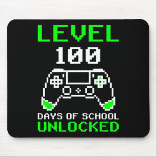 Level 100 Days Of School Unlocked Gamer Video Game Mouse Mat