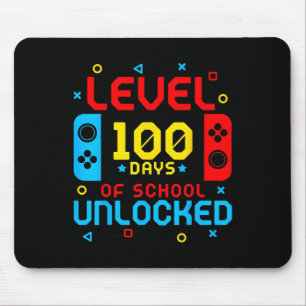 Level 100 Days Of School Unlocked Gamer Video Game Mouse Mat