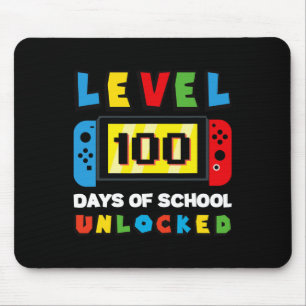 Level 100 Days Of School Unlocked Gamer Video Game Mouse Mat