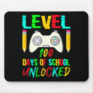 Level 100 Days Of School Unlocked Gamer Video Game Mouse Mat