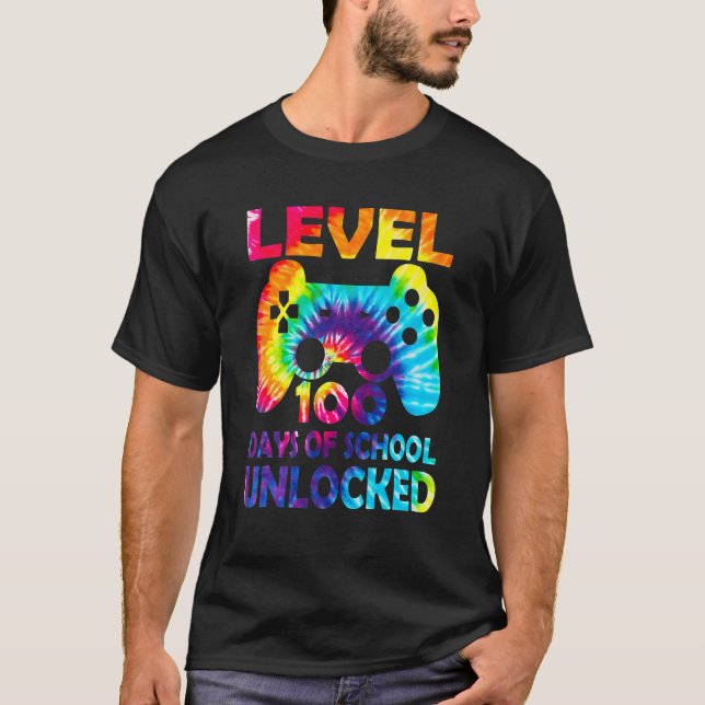 Level 100 Days Of School Unlocked Gamer Video Game T-Shirt (Front)