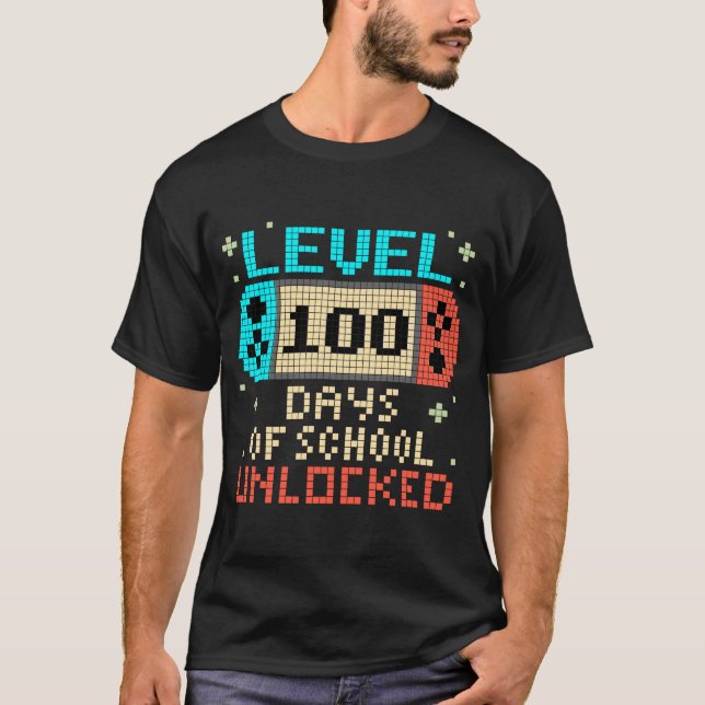Level 100 Days Of School Unlocked Gamer Video Game T-Shirt (Front)