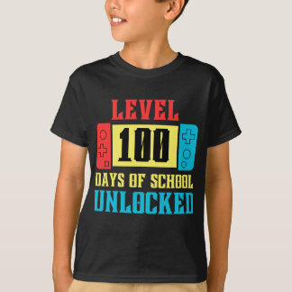 Level 100 Days Of School Unlocked Gamer Video Game T-Shirt