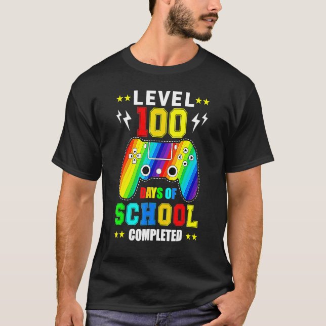 Level 100 Days Of School Unlocked Gamer Video Game T-Shirt (Front)