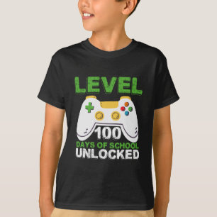 Level 100 Days Of School Unlocked Gamer Video Game T-Shirt
